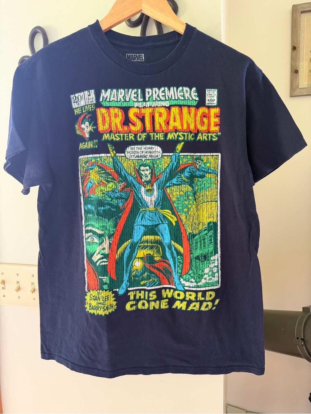 Marvel Dr. Strange Comic Cover Tee - Navy, Red, Yellow, Green
